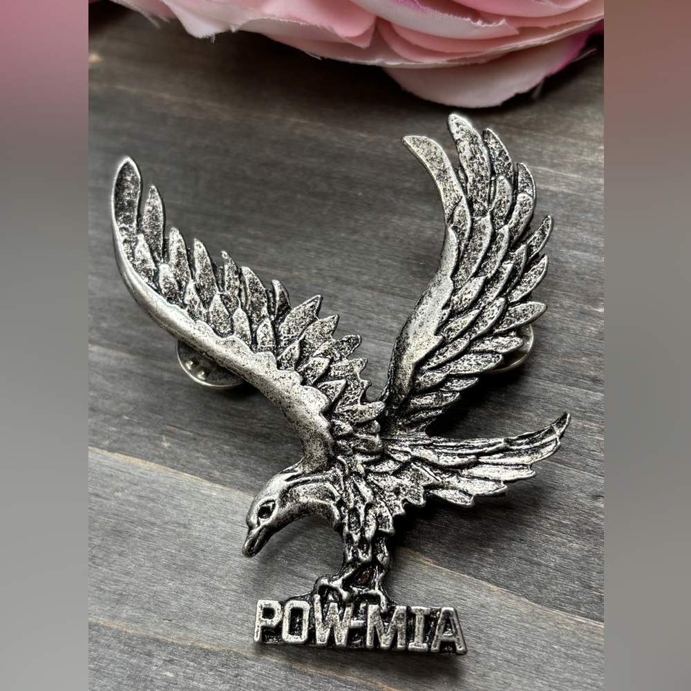POW MIA Silver Eagle Pin